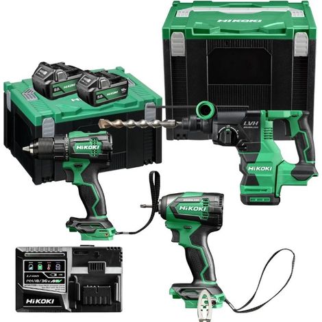 HIKOKI Pack 3 outils Perceuse + Boulon+ perforateur 18V 2x5Ah - PACK3OUT18V2 (1/4)