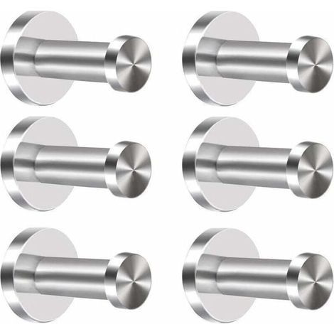 Vtizikl Lot de 6 crochets en acier inoxydable pour manteaux, crochets muraux pour porte serviettes en chrome (1/4)