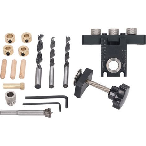 3 dans un Trous de Poche Kit Jig Kit en Aluminium Alloy Forceau de Travail du Bois Kit de Forage de Cheville en Bois Rond Jig Kitdoweling Jig Kitdowel Drill Kitworking Force (1/5)