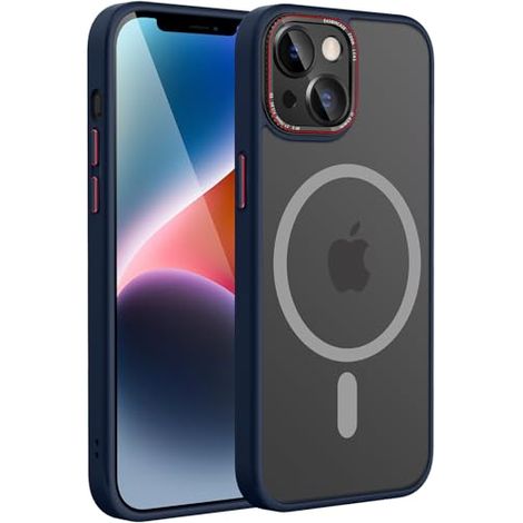 FUNDA PARA APPLE IPHONE 14 AZUL MARINO CON PARTE POSTERIOR AHUMADA MAGSAFE (1/5)