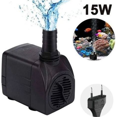 Pompe submersible, Pompe fontaine,pompe eau ultra silencieuse avec avec cordon d\\'alimentation de 5 pieds, 1buses pour aquarium, aquarium, statuaire, culture hydroponique, 15W (1/5)