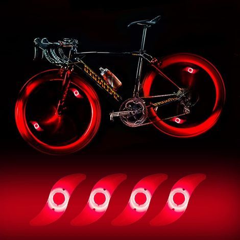 CCYKXA A set of 4 waterproof red bicycle wheel lights with LED tire lighting, suitable for mountain bikes, adult bikes and children's bikes.