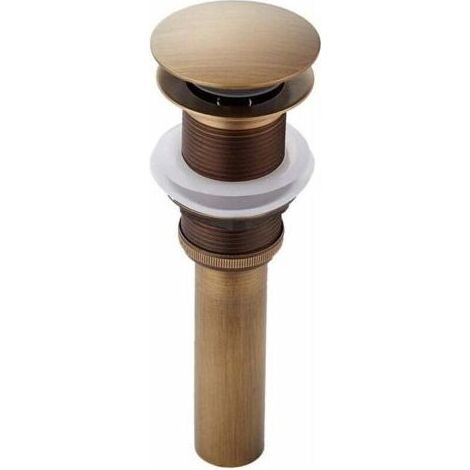 Pair Pop-up Rétro Bouchon Bonde de Lavabo Vidange Clic-clac sans Trop-Plein en Laiton Bronzé Universel Valve Draineur dEvier Vasque Siphon sans Trou de Débordement Poli- sans Trop-Plein (1/3)