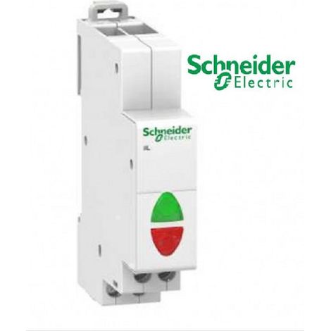 Schneider Electric – Voyant lumineux double A9E18325 – vert et rouge – 110 à 230 VCA – LED – Signalisation locale avec 2 lampes – Rail DIN
