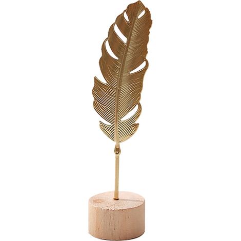 Feuille Décorative En Métal - Sculpture De Table Dorée - Pour Salon Chambre Bureau Étagère - 19,3 x 4,5 x 5,5 cm - 1 Pièce (1/5)
