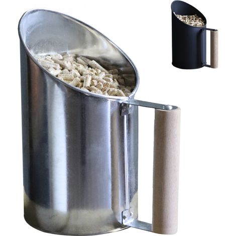 Linxor – Pelle à granulés en fer de zinc avec poignée en bois – 1.5L – Pour poêle à granulés – Design moderne et léger