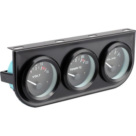 Kit de manomètre 3 en 1 pour voiture (1/8 po NPT 52 mm/2 po) : voltmètre 8-16 V, thermomètre d'eau 40-120 °C, manomètre de pression d'huile 0-7 kg (1/5)