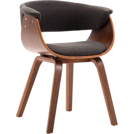 Vidaxl – Chaise à manger gris en bois courbé – Tissu doux au toucher – Design ergonomique – Résistance jusqu'à 110 kg (1/5)