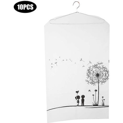 Housse de rangement suspendue imperméable pour vêtements, lot de 10, housse anti-poussière pour manteau et costume, 60 x 100 cm, protection textile pour dressing. (1/5)