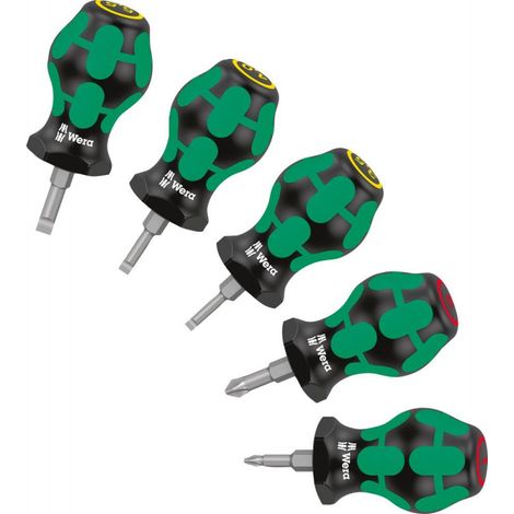 Juego de destornilladores Wera Stubby negro verde compacto (1/4)