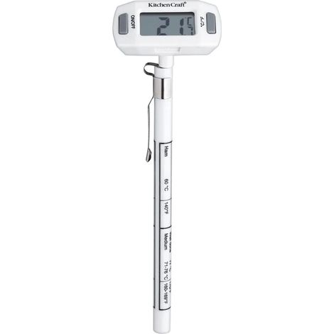 KitchenCraft Termómetro Sonda de Cocina Digital con Pantalla LCD, 12,5 cm, Blanco (1/3)