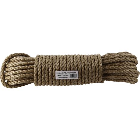 Corde 18 mm couronne 100 m résistance 4 510kg beige en polypropylène anti-UV fabriquée en France (1/2)