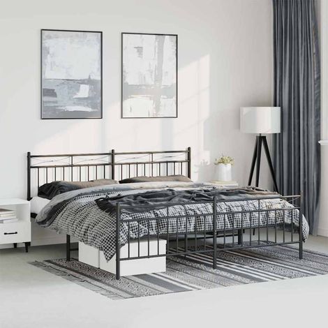 Estructura cama sin colchón con estribo metal negro 193x203 cm (1/5)