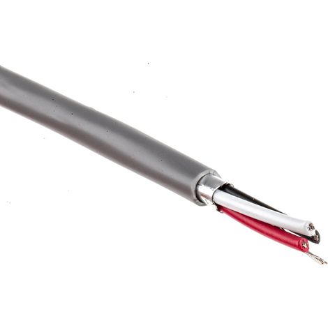 Câble multiconducteur Blindé RS PRO 300 V, 3 x 0,22 mm², 24 AWG Gris, 100m ( Prix pour Bobine de 100 Mètres ) (1/2)