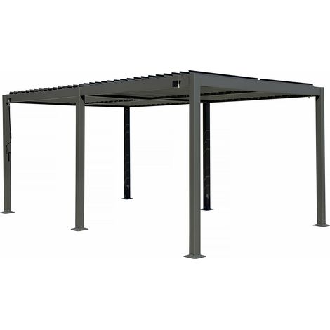 Pergola bioclimatica autoportante Kensington in alluminio - 3 x 5 m - Grigio
