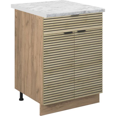 Meuble bas à tiroirs  Fame-Line, Panneau en chêne, 60cm avec tiroir, PT Marbre, Vicco