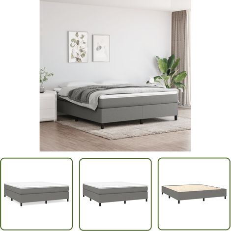 The Living Store Cadre de lit sans matelas gris foncé 180x200 cm tissu - Cadre De Lit - Lit Double - Literie - Meuble Chambre - Design Moderne (1/5)