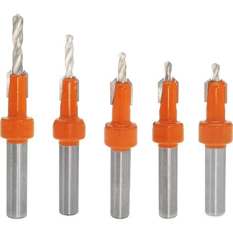 CCYKXA 5Pcs Countersink Drill Bit Set, Wood Countersink Drill Bit, with Adjustable Hex Key Wood Countersink Drill Bit Set(2.8/3/3.2/3.5/4mm), HSS Countersink Drill Bit for Woodworking
