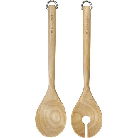 KitchenAid Set di posate per insalata di betulla, pinze per insalata, forchetta e cucchiaio, ideale per saltare insalate e servire cene, 30 cm (1/5)
