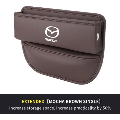 Boîte de rangement en cuir marron pour l'espace entre les sièges auto Mazda 2, 3, MS, CX5, CX3, MX5 et RX8. (1/5)