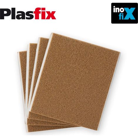 Packung mit 4 selbstklebenden synthetischen braunen Filzen 100 x 85 mm Plasfix INOFIX