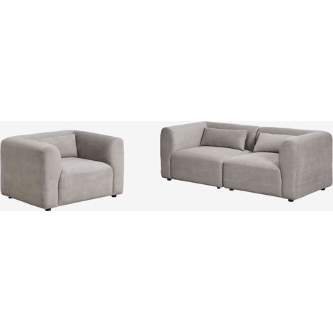 SKLUM Wohnzimmer-Set mit 2-teiliger modularer Couch und Fogler Sessel                                   