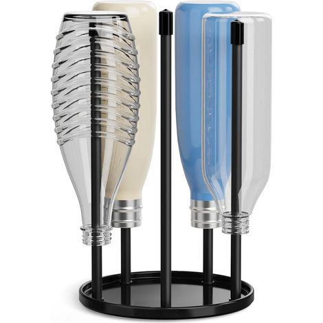 Soporte para botellas SodaStream - Escurridor de cerámica premium con bandeja antigoteo para 5 botellas SodaStream Crystal Emil Black (1/4)