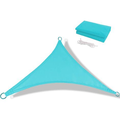 Toldo triangular parasol para camping, jardín, playa, parque o cualquier otro uso al aire libre, tejido impermeable con protección UV, color azul lago, 333 m. (1/5)