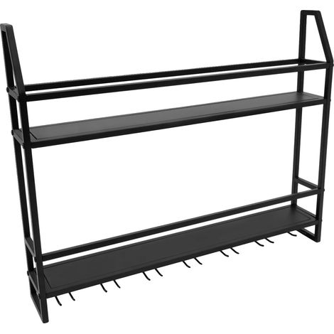 Étagère à vin, montée au mur, design gain de place, noir (1/5)