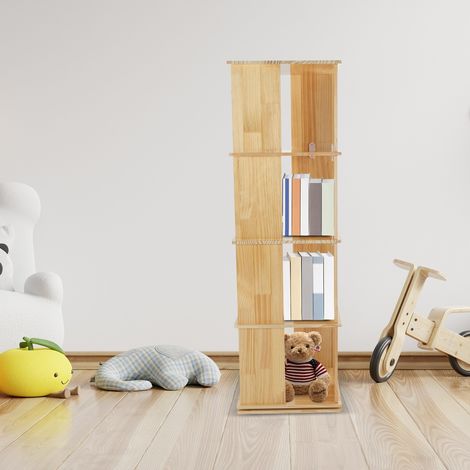 Bibliothèque pivotante, étagère sur pied, étagère pivotante, étagère de bureau, étagère décorative, pivotante à 360° avec 4 niveaux pour chambre à coucher, bureau, PVC, couleur bois, 40 x 127 x 40 cm (1/5)
