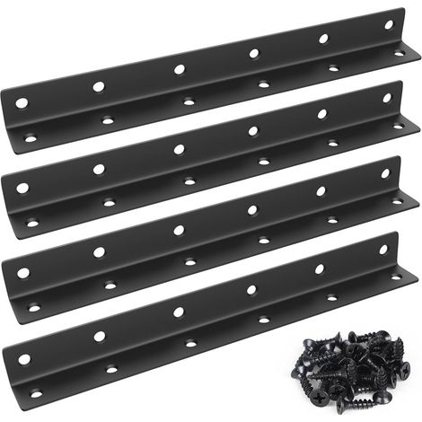 (4 pièces Connecteur d'Angle en L 275 x 27 x 27MM Noir, avec Vis, Fixation Équerre pour Renforcements, Réparations, Armoires, Meubles (1/5)