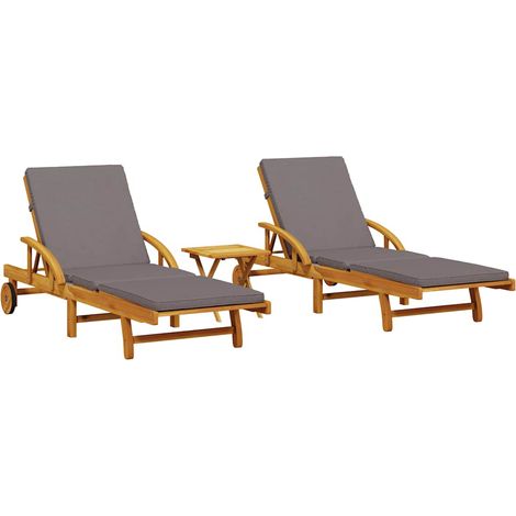 Maison Exclusive - Sonnenliegen 2 Stk. mit Tisch Massivholz Akazi (1/5)