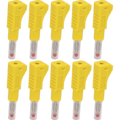 Packung mit 10 Teleskop-Bananensteckern, 4 mm, CAT II 600 V 32 A, PE-Mantel, für digitale 3C-Industriesicherheitsgeräte, gelb (1/5)