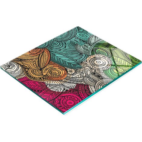 Planche de service en verre pour la cuisine, motif plumes abstraites, 60 x 52 cm (1/5)