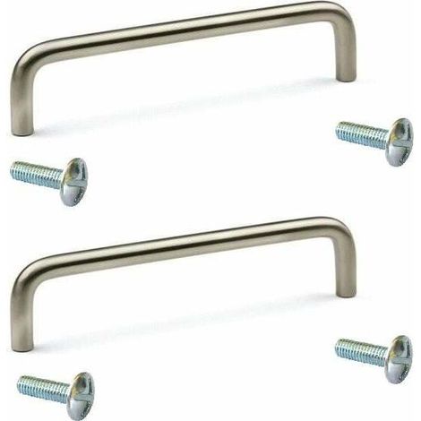 2x Poignée de meuble acier finition nickel brossé entraxe 160mm longueur 168mm hauteur 30mm Placard Porte Cuisine Armoire Tiroir Buffet (1/2)
