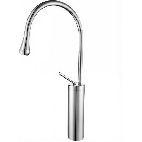 Robinet salle de bain argenté – Design goutte laiton finition électroplaquée cartouche tuyau 48cm 60cm Céramique (1/4)