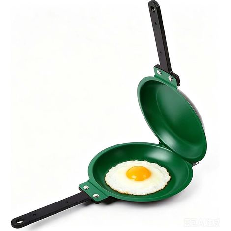 Poêle double face améliorée (gris-vert) avec revêtement antiadhésif à base d'eau idéale pour la cuisine domestique, les hôtels et les restaurants pour crêpes et omelettes (1/5)