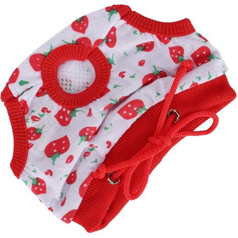 Culottes hygiéniques pour cochons, motif fraise, réutilisables, blanches, taille S (1/3)