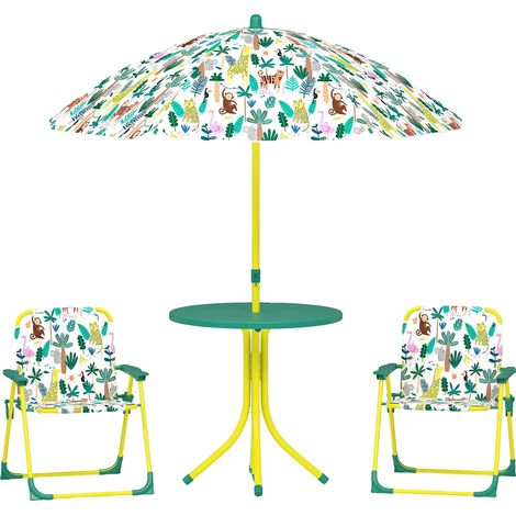 Ensemble de Table et Chaises de Jardin pour Enfants, Design Pliable, Style Moderne, vert (1/2)