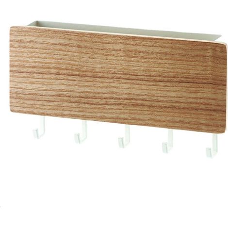boîte de rangement pour clés de couloir-couleur bois naturel-Fixation murale sans perçage