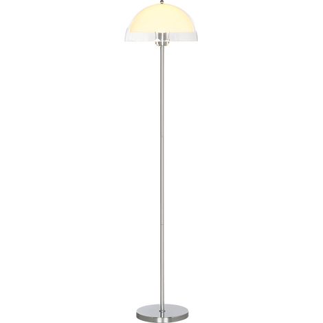 Piantana da Interno Lampada da Terra Paralume Doppio E27 Metallo e Acrilico 35x150 cm Bianco (1/5)