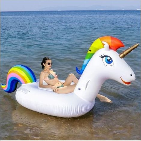 Kaelt - Bouée Licorne - Bouée Licorne Géante Licorne Gonflable Piscine Bouee Piscine avec des Valve Rapides Spéciales Licorne Bouee Piscine pour Enfant Adulte (1/5)
