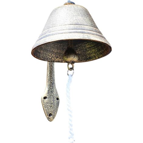Cloche pour Jardin en Fer de Style Rétro Vintage, Décoration Murale Marron Sonnerie Traditionnelle pour Maison et Espace Extérieur (1/5)