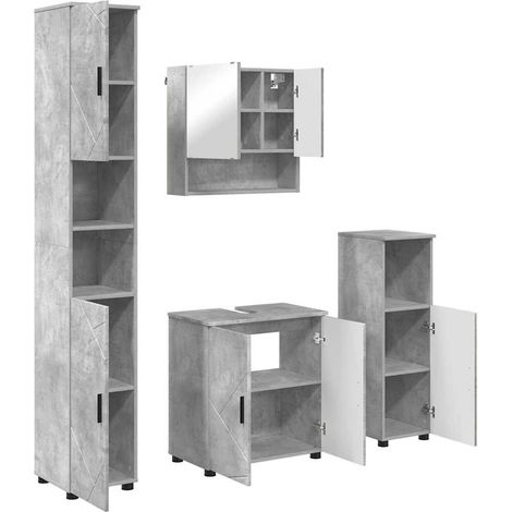 Juego de muebles de baño con almacenamiento 4 pcs Gris Concreto vidaXL (1/5)