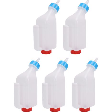 Lot de 5 biberons épais pour agneaux et chèvres, avec tétine et poignée de suspension, 500 ml. (1/5)