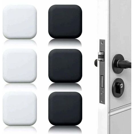 Butée de porte murale blanche/noire 45 mm x 45 mm, lot de 6, butées de porte en caoutchouc auto-adhésives, butées de poignée de porte, butées murales pour poignées de porte contre butées de porte (1/4)