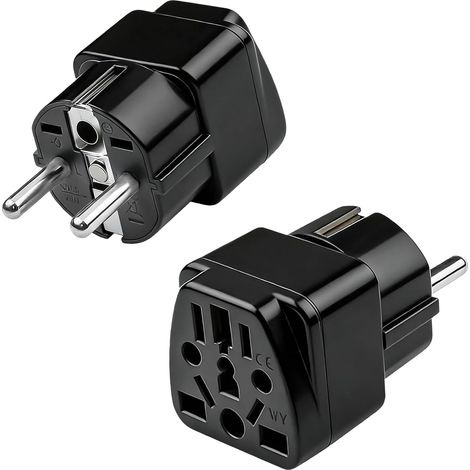 2PCS Adaptateur Prise International vers France,Adaptateur Universel vers France FR,Adaptateur Prise Chine,Adaptateur Prise USA Anglaise vers France pour Europe, France, Allemagne, Italie, Blanc (1/5)