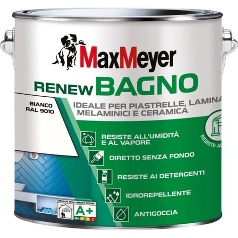 smalto all'acqua bagno max meyer "renew" bianco 2 lt