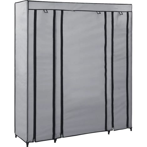 Armario portátil con compartimentos 150 x 45 x 176 cm uso multifunción estilo moderno de tela gris 020046442 (1/5)