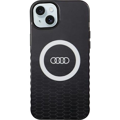 Coque MagSafe noire pour iPhone 15 Plus avec grand logo Audi